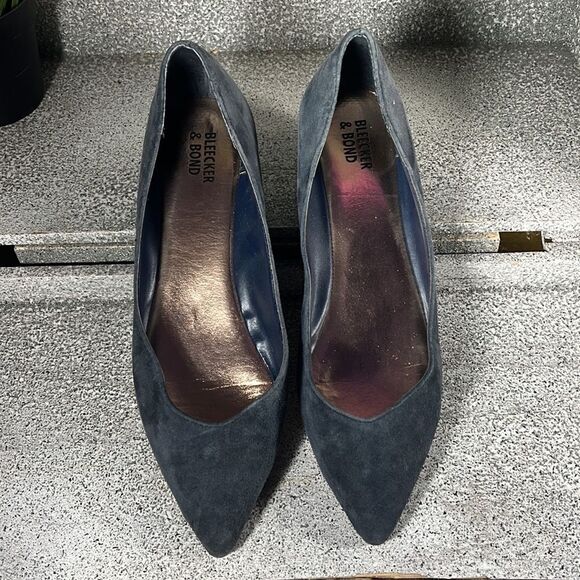 Bleecker & Bond Blue Chunky Low Heels Genuine Leather Size 8.5 - Picture 5 of 7